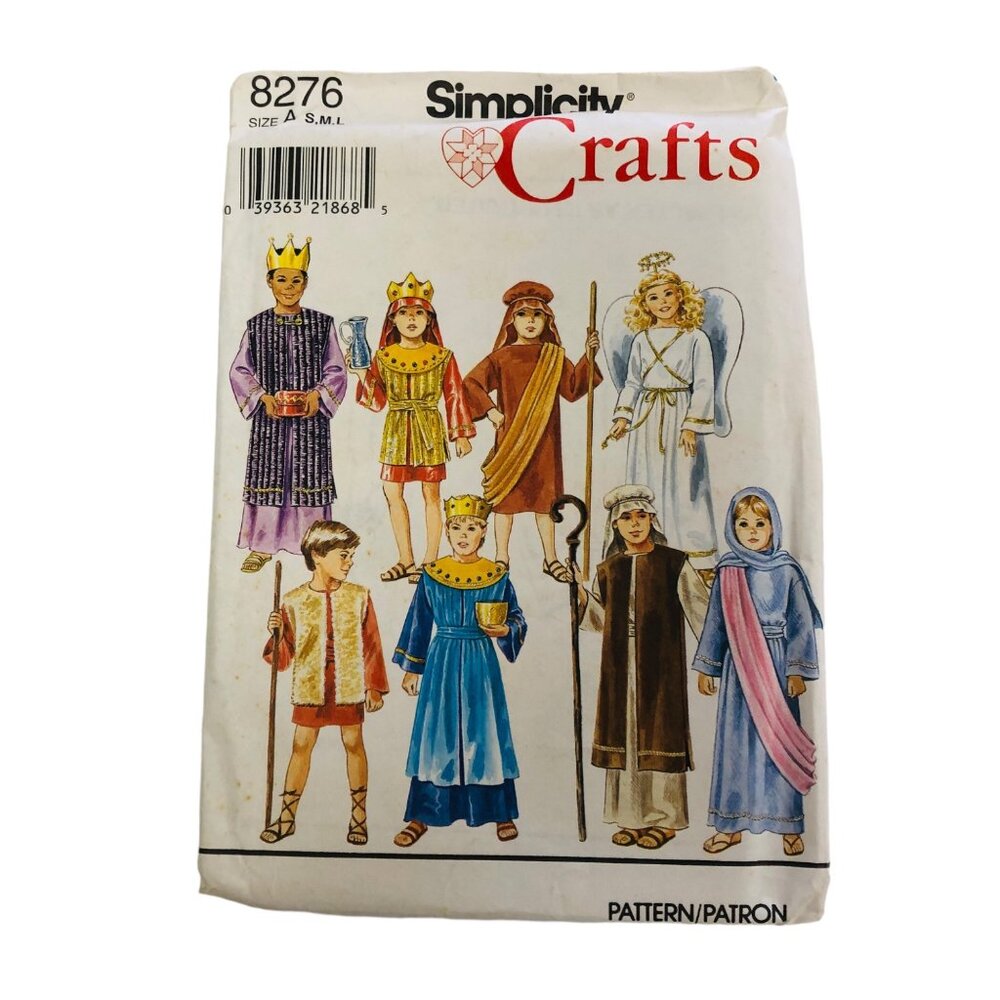 Vintage Simplicity Sewing Pattern 8276 Boys & Girls Nativity Costumes Size S-L